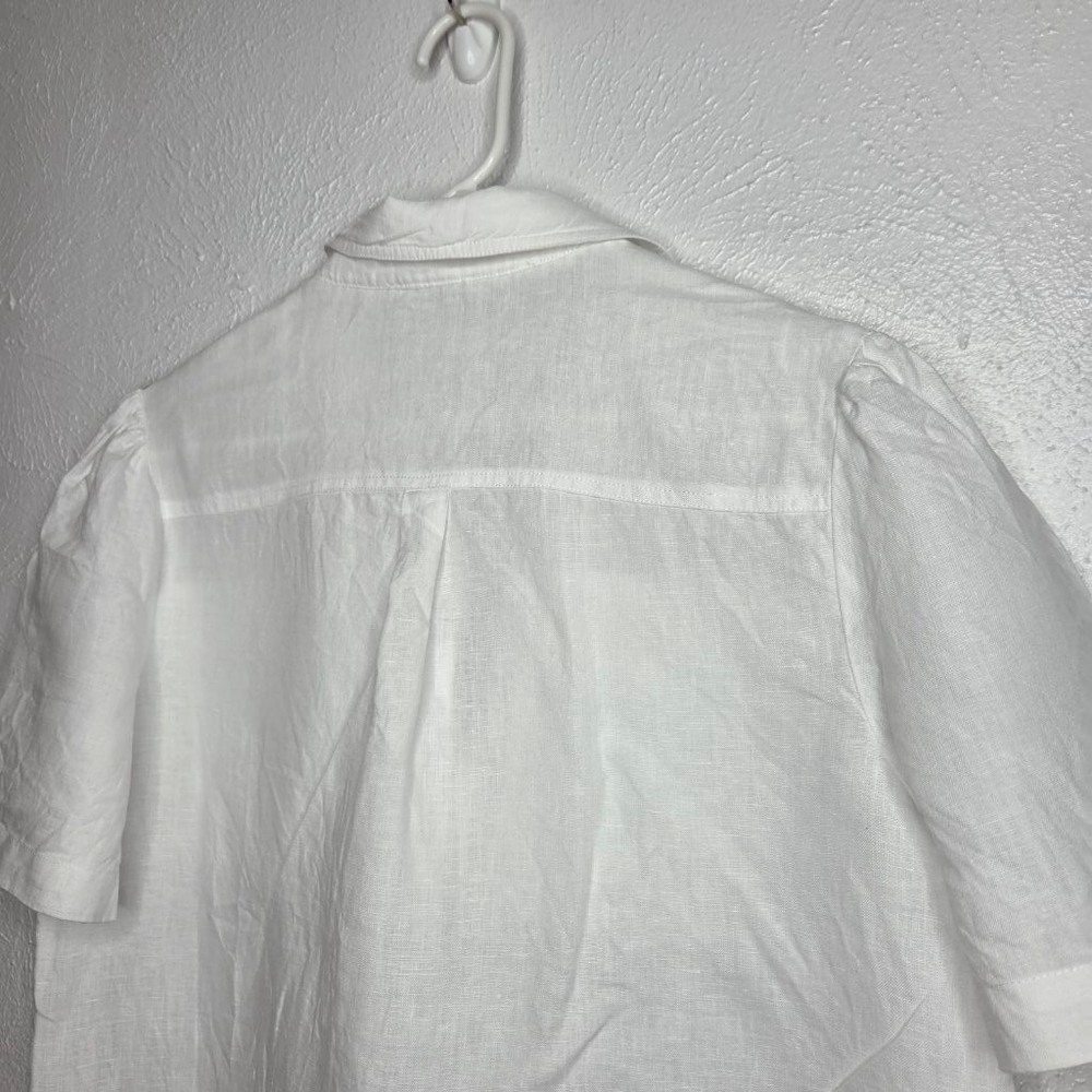 Sundance White V-Neck Short Sleeve Blouse - Picture 11 of 12